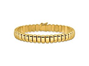 14K Yellow Gold 9.5mm Band Link 7.5 Inch Bracelet