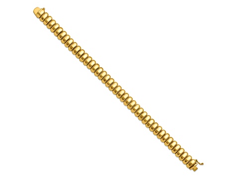 14K Yellow Gold 9.5mm Band Link 7.5 Inch Bracelet