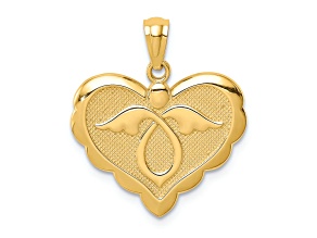 14k Yellow Gold Angel in Heart Pendant