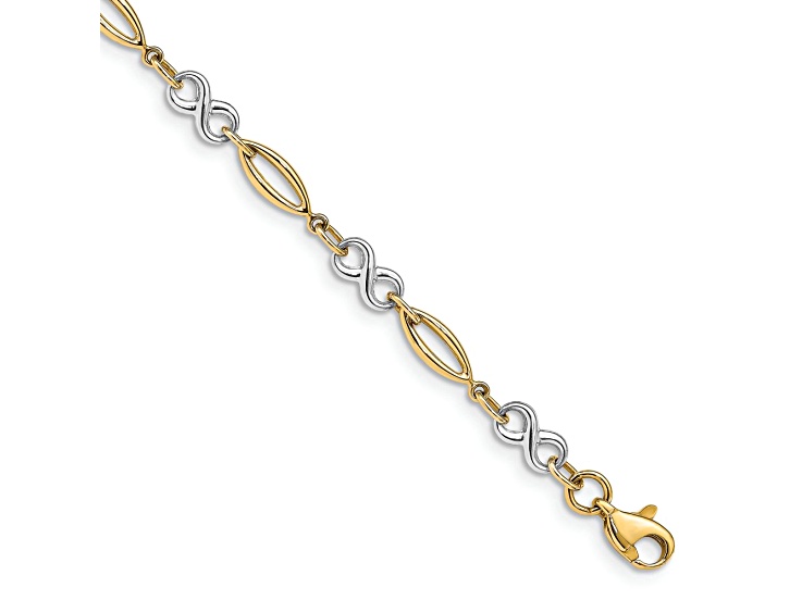 10k Yellow Gold and 10k White Gold 4mm Polished Infinity Bracelet