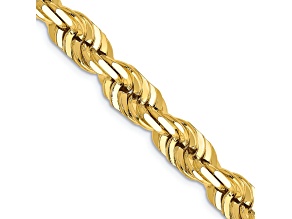 14k Yellow Gold 7mm Solid Diamond-Cut Rope 20 Inch Chain