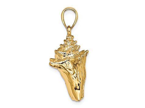 14k Yellow Gold 3D Textured Conch Shell Charm