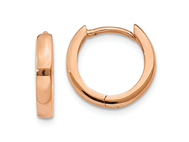 14k Rose Gold 7/16" Round Hinged Hoop Earrings