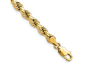 14k Yellow Gold 4mm Diamond-Cut Rope Link Bracelet