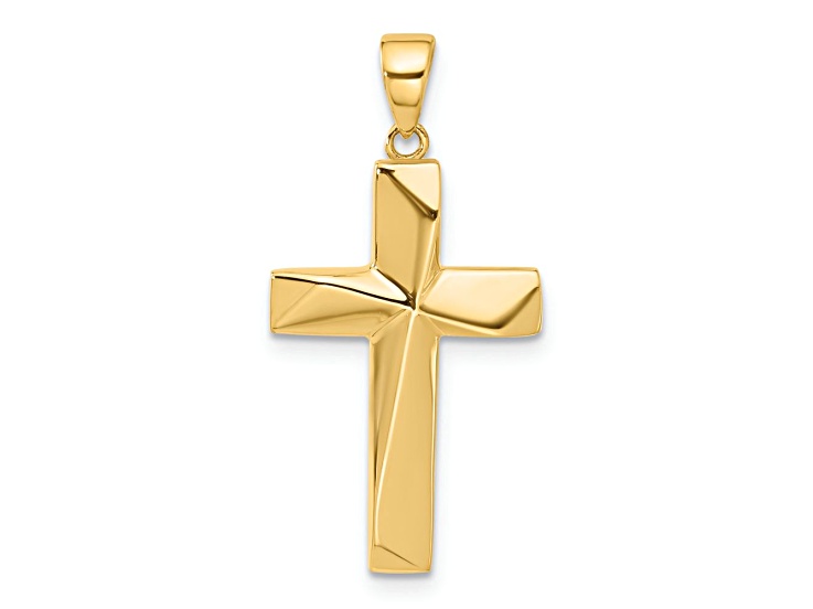 14k Yellow Gold Polished Cross Pendant