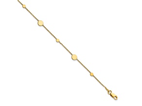 14K Yellow Gold Polished Disc with 1-inch Extension Anklet