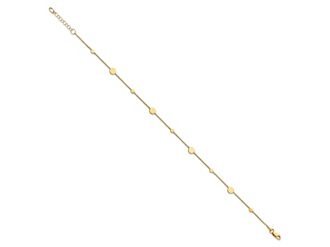 14K Yellow Gold Polished Disc with 1-inch Extension Anklet