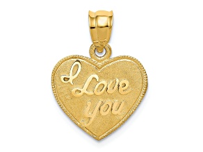 14k Yellow Gold Polished and Brushed Heart Pendant