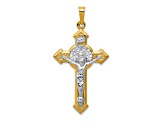 14K Yellow Gold with White Rhodium St. Benedict Hollow Medal INRI Crucifix Pendant