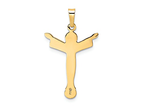 14k Yellow Gold Polished and Textured Solid Risen Christ Pendant