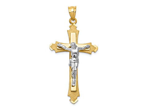 14K Yellow and White Gold Crucifix Pendant