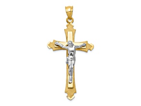 14K Yellow and White Gold Crucifix Pendant