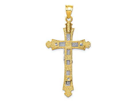 14K Yellow and White Gold Crucifix Pendant