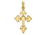 14k Yellow Gold Textured Fancy Cross Pendant