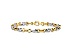 14K Two-tone Gold Polished 5.4mm Fancy Link Bracelet
