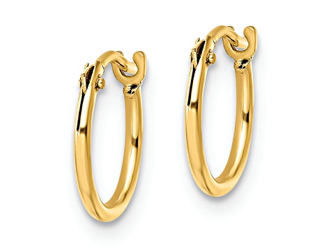14k Gold Polished Hoop Earrings – 0.5 Inch Diameter Real Gold Hoops For Women, Snap-Back Closure - View #2