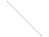 14K Yellow Gold Polished and Diamond-cut Heart with 1-inch Extension Anklet