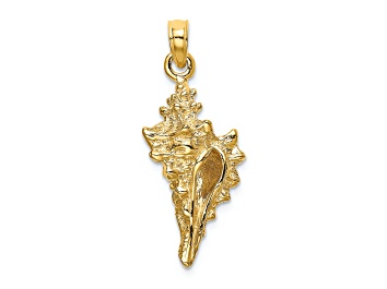 Picture of 14k Yellow Gold Textured 3D Conch Shell Charm