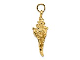 14k Yellow Gold Textured 3D Conch Shell Charm