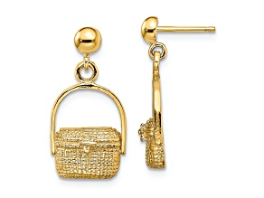 14K Yellow Gold Textured Nantucket Basket Earrings