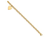 14k Yellow Gold Polished Link Bracelet with Heart Charm