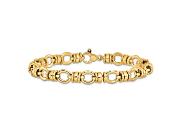 Picture of 14k Yellow Gold 8mm Polished and Textured Fancy Link Bracelet