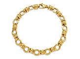 14k Yellow Gold 8mm Polished and Textured Fancy Link Bracelet