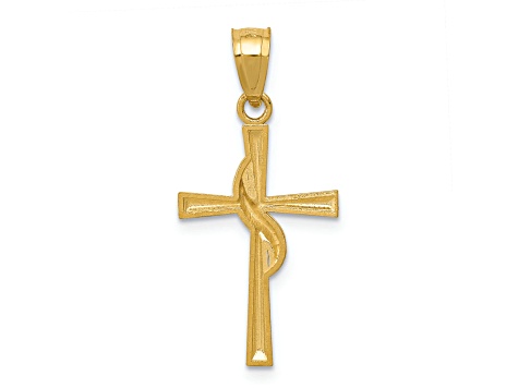 14K Yellow Gold Polished Cross Pendant - 1DQCSA | JTV.com