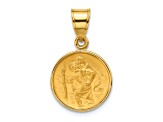 14k Yellow Gold Polished and Satin St. Christopher Medal Pendant