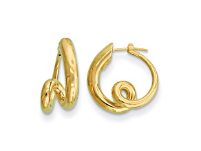 14K Yellow Gold Textured Twisted Hoop Earrings