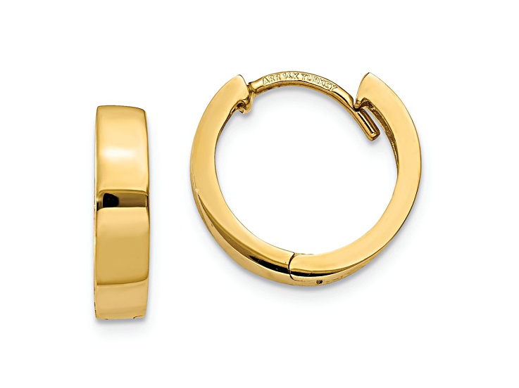 14k Yellow Gold 3/8" Round Hinged Hoop Earrings
