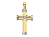 14K Yellow and White Gold Polished Cross Charm Pendant