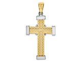 14K Yellow and White Gold Polished Cross Charm Pendant