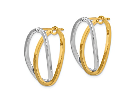 14K Yellow Gold and 14K White Gold Polished Versatile Oval Dangle Earrings