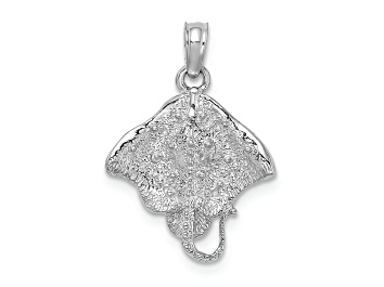 Picture of Rhodium Over 14k White Gold Textured Stingray Charm
