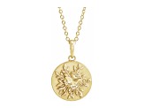 14K Yellow Gold Floral Pendant With Adjustable Chain