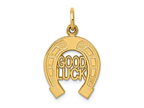 14k Yellow Gold Textured Horseshoe Charm