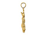 14k Yellow Gold Textured 2D Kangaroo with Baby in Pouch Pendant