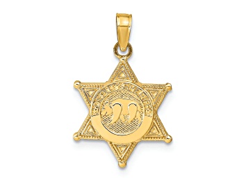 Picture of 14k Yellow Gold Textured Deputy Sheriff Badge with Bear Pendant