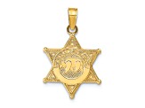 14k Yellow Gold Textured Deputy Sheriff Badge with Bear Pendant