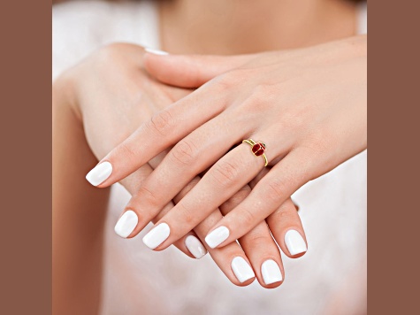 14K Yellow Gold Polished Enameled Ladybug Adjustable Ring