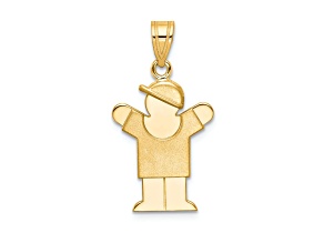 14k Yellow Gold Solid Satin Boy with Hat on Right Charm