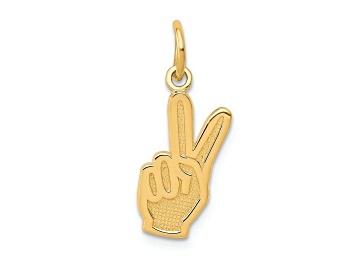 Picture of 14k Yellow Gold Textured Peace Sign Charm