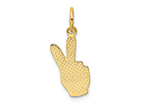 14k Yellow Gold Textured Peace Sign Charm