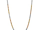 14k Tri-color Gold 4mm Solid Diamond-Cut Rope 18 Inch Chain