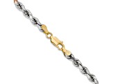 14k Tri-color Gold 4mm Solid Diamond-Cut Rope 18 Inch Chain