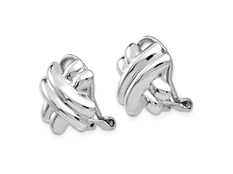 Rhodium Over 14k White Gold Polished Non-pierced X Stud Earrings