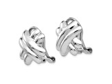 Rhodium Over 14k White Gold Polished Non-pierced X Stud Earrings