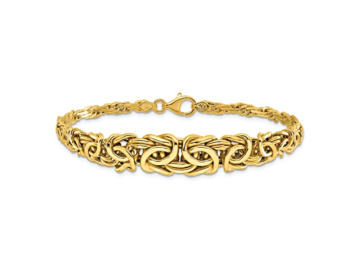 14k Yellow Gold Polished 11mm Byzantine Graduated Bracelet