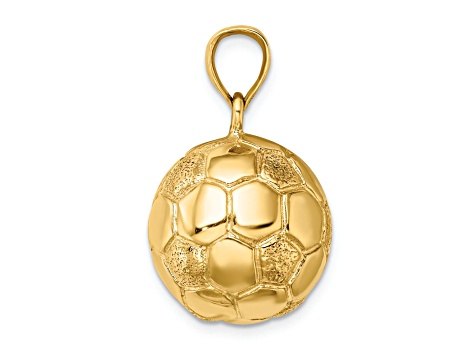 14k Yellow Gold Textured Soccer ball Charm - 1DTK5A | JTV.com